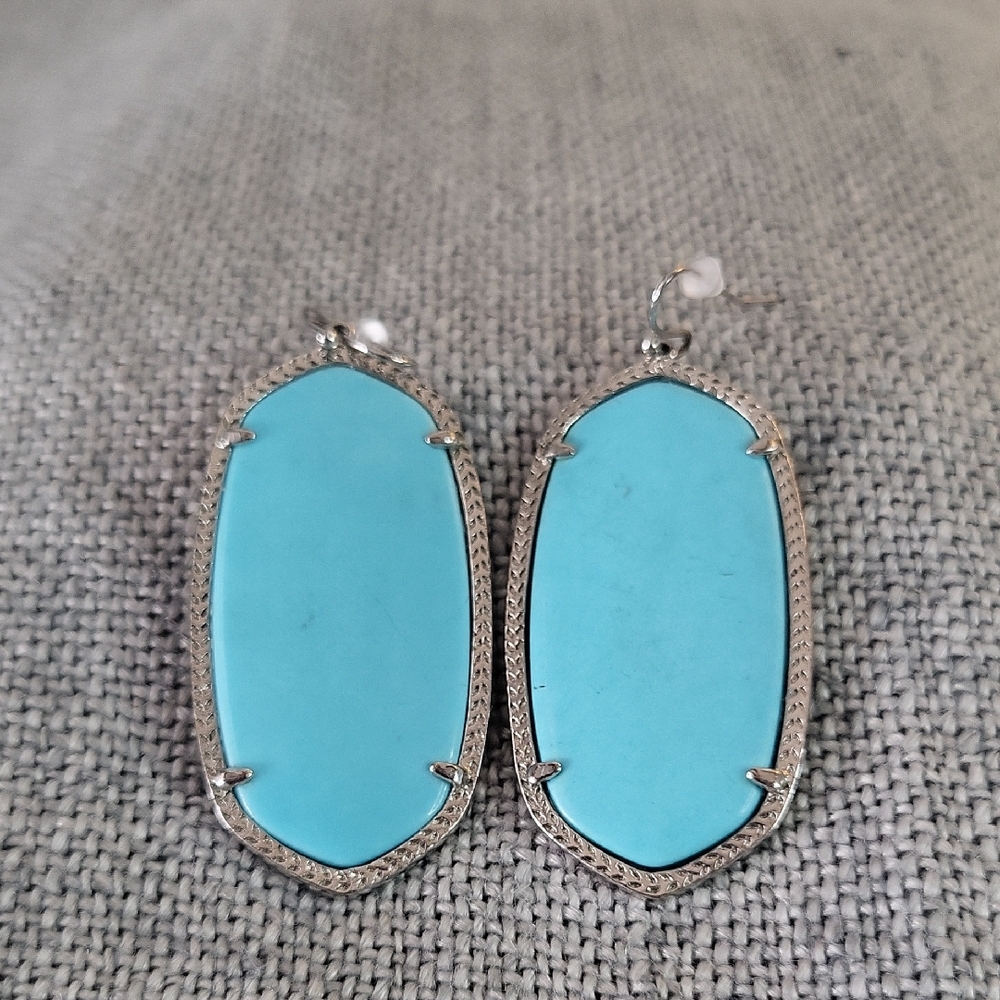 Kendra Scott "Elle" Turquoise Drop Earrings Set in Silver